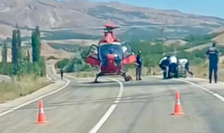 Kuluncak’ta Helikopter Ambulans Karayoluna indi