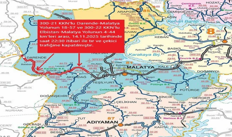 Gürün–Darende–Malatya Yolu Ulaşıma Açıldı