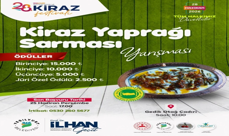 Yeşilyurt’ta Kiraz Yaprağı Sarması Yarışması Düzenlenecek