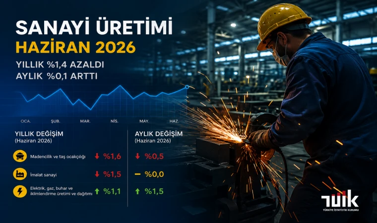 Sanayi üretimi Haziran'da yıllık yüzde 1,4 azaldı