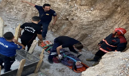 Malatya’da İnşaat Alanına Düşen Vatandaşı İtfaiye Kurtardı