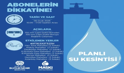 Battalgazi’de 21 Sokakta 7 Saatlik Su Kesintisi